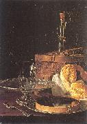 Melendez, Luis Eugenio Still-Life with a Box of Sweets and Bread Twists USA oil painting artist